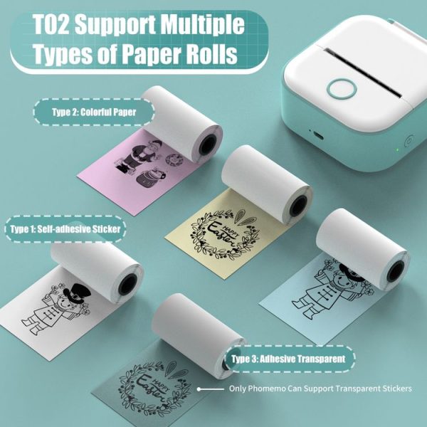 Phomemo T02 Standard Error Mini Pocket Small Portable Bluetooth Phone Photo Label Thermal Printer (White Green) - Image 7