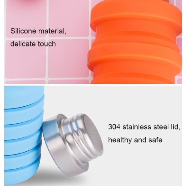 500ml Outdoor Sports Silicone Telescopic Cup Portable Foldable Travel Water Kettle (Blue Handle Lid) - Image 5