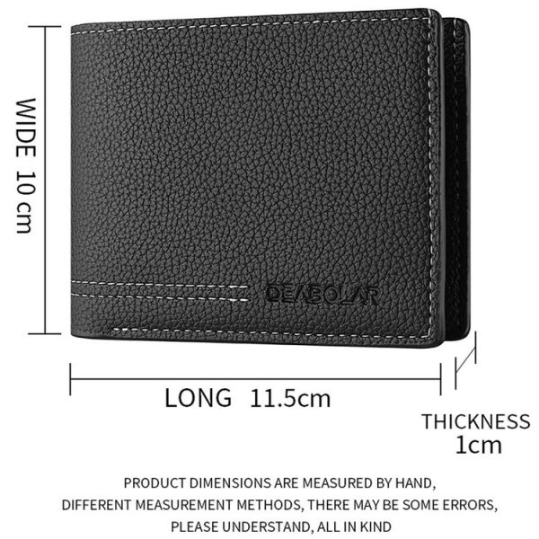 DEABOLAR Large-capacity Multi-card Men Short PU Leather Wallet (Black) - Image 4