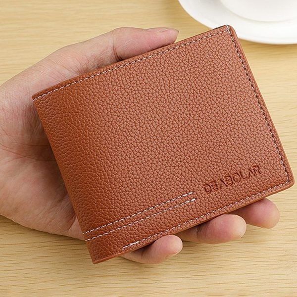 DEABOLAR Large-capacity Multi-card Men Short PU Leather Wallet (Black) - Image 7