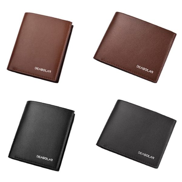 DEABOLAR Large-Capacity Multi-Card Men Short PU Leather Wallet (Brown Vertical) - Image 2