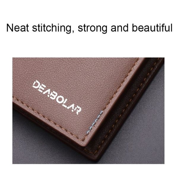 DEABOLAR Large-Capacity Multi-Card Men Short PU Leather Wallet (Brown Vertical) - Image 6