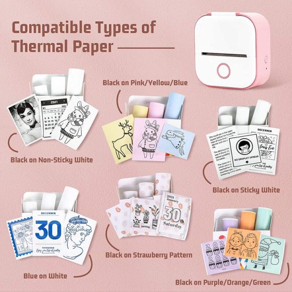 Phomemo T02 3rolls Bluetooth Printer Thermal Paper Label Paper 53mmx6.5m 10 Years Black on White No Adhesive - Image 8