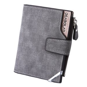 DEABOLAR Casual Retro Canvas Pattern Multifunctional Medium Long Wallet (Light Grey)