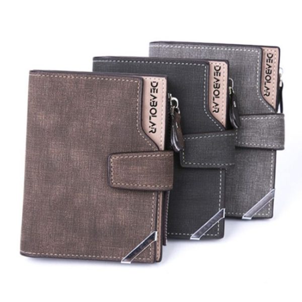 DEABOLAR Casual Retro Canvas Pattern Multifunctional Medium Long Wallet (Light Grey) - Image 2