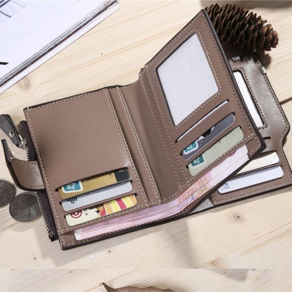 DEABOLAR Casual Retro Canvas Pattern Multifunctional Medium Long Wallet (Light Grey) - Image 3