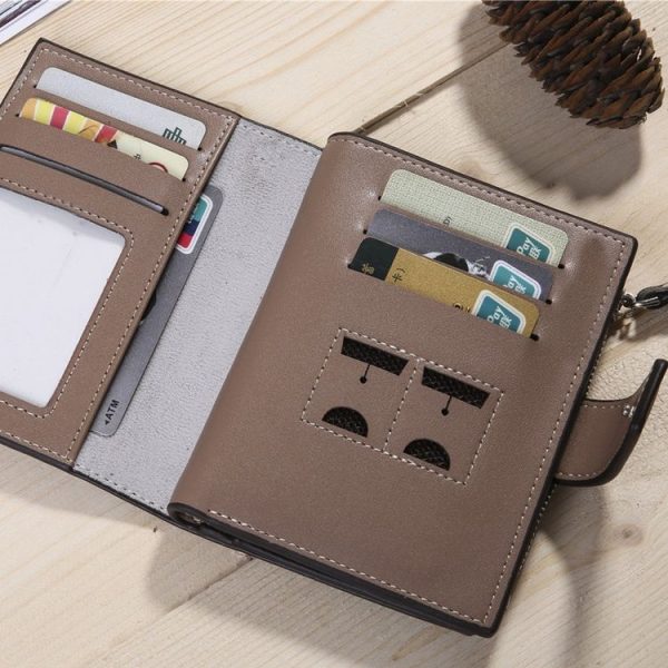 DEABOLAR Casual Retro Canvas Pattern Multifunctional Medium Long Wallet (Light Grey) - Image 4