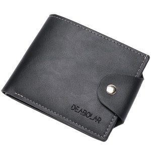 DEABOLAR Large-capacity Multi-card Slot PU Soft Leather Retro Short Wallet (Black)
