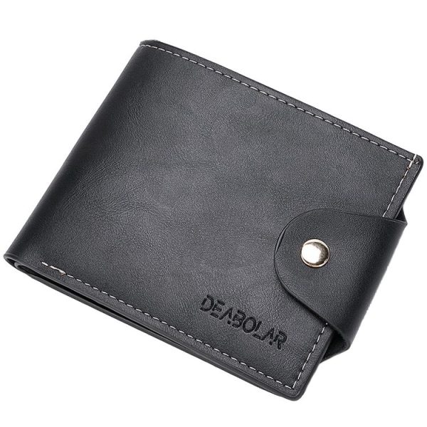 DEABOLAR Large-capacity Multi-card Slot PU Soft Leather Retro Short Wallet (Black)