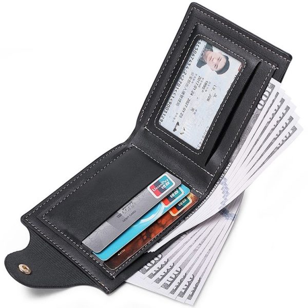 DEABOLAR Large-capacity Multi-card Slot PU Soft Leather Retro Short Wallet (Black) - Image 5