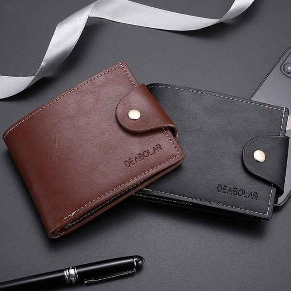 DEABOLAR Large-capacity Multi-card Slot PU Soft Leather Retro Short Wallet (Black) - Image 8