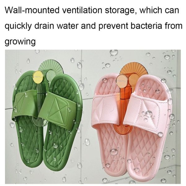 Bathroom Punch-Free Wall-Mounted Slipper Rack Transparent Hook Storage Rack (Yellow) - Image 3