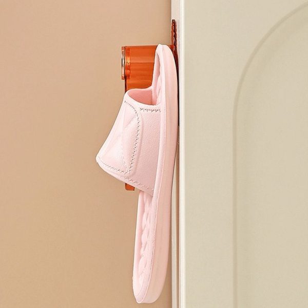 Bathroom Punch-Free Wall-Mounted Slipper Rack Transparent Hook Storage Rack (Yellow) - Image 4