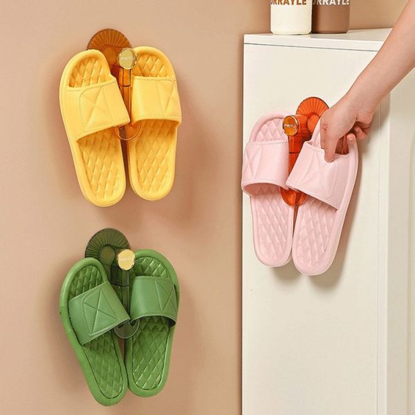 Bathroom Punch-Free Wall-Mounted Slipper Rack Transparent Hook Storage Rack (Yellow) - Image 7