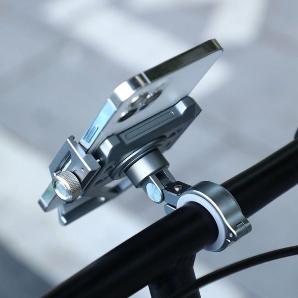 Aluminum Alloy Motorcycle Shockproof Mobile Phone Holder Bicycle Cycling Navigation Bracket (Grey) - Image 10