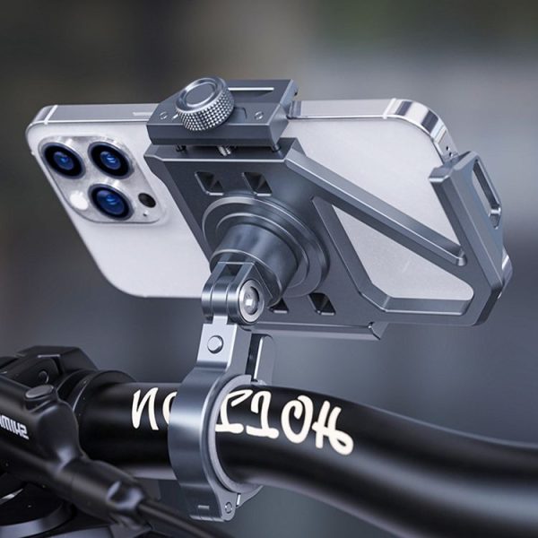 Aluminum Alloy Motorcycle Shockproof Mobile Phone Holder Bicycle Cycling Navigation Bracket (Grey) - Image 11