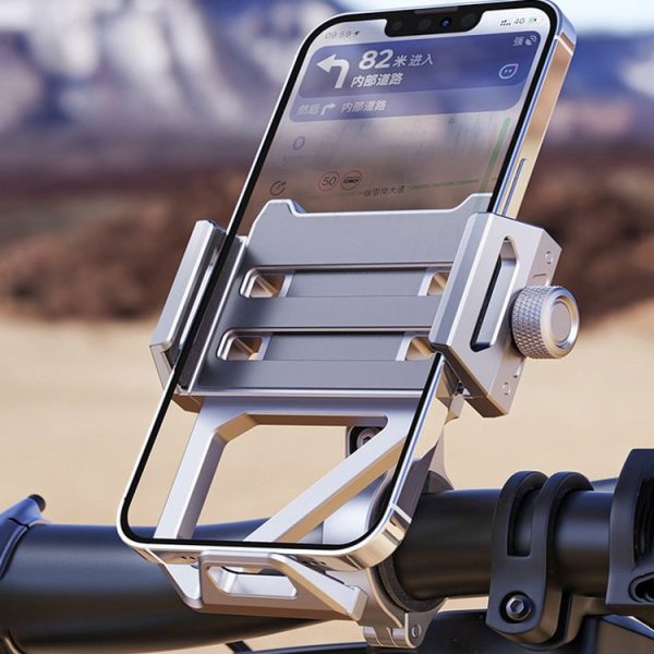 Aluminum Alloy Motorcycle Shockproof Mobile Phone Holder Bicycle Cycling Navigation Bracket (Grey) - Image 2