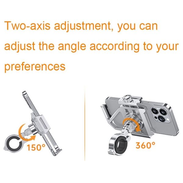 Aluminum Alloy Motorcycle Shockproof Mobile Phone Holder Bicycle Cycling Navigation Bracket (Grey) - Image 4