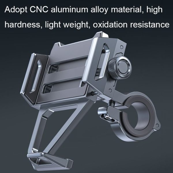 Aluminum Alloy Motorcycle Shockproof Mobile Phone Holder Bicycle Cycling Navigation Bracket (Grey) - Image 5
