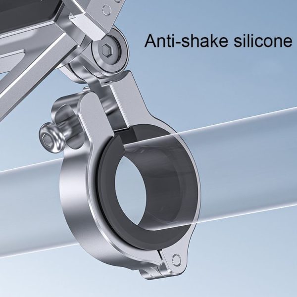 Aluminum Alloy Motorcycle Shockproof Mobile Phone Holder Bicycle Cycling Navigation Bracket (Grey) - Image 6