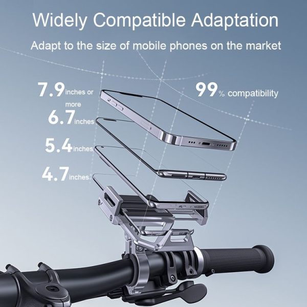 Aluminum Alloy Motorcycle Shockproof Mobile Phone Holder Bicycle Cycling Navigation Bracket (Grey) - Image 8