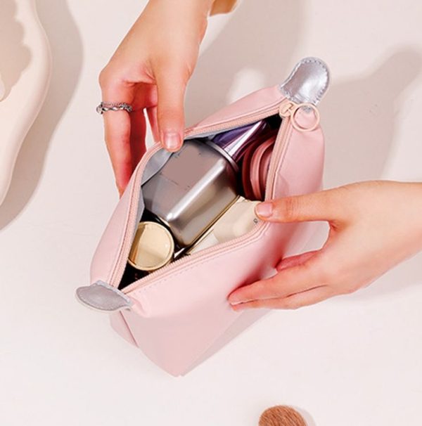 PU Leather Waterproof Cosmetic Organizer Women Toiletry Bag Travel Cosmetic Case (Beige) - Image 4