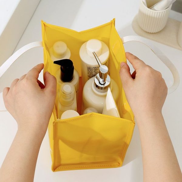 PVC Travel Cosmetic Bag Waterproof Toiletry Bag Hand Bag (Yellow) - Image 5