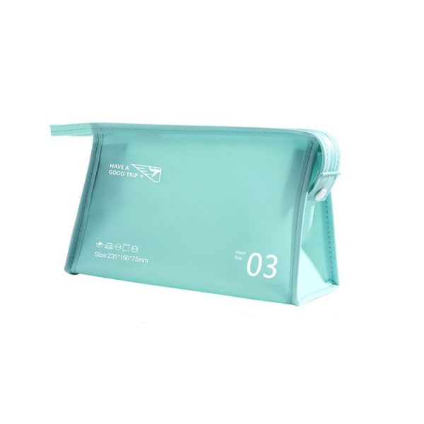 Portable Waterproof PVC Toiletry Bag Cosmetic Storage Bag Travel Clutch (Light Blue)
