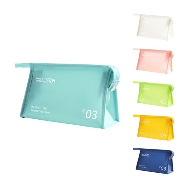 Portable Waterproof PVC Toiletry Bag Cosmetic Storage Bag Travel Clutch (Light Blue) - Image 2