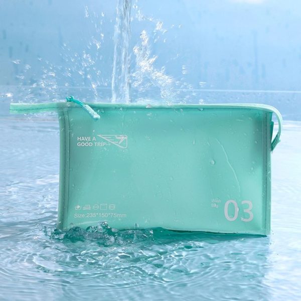 Portable Waterproof PVC Toiletry Bag Cosmetic Storage Bag Travel Clutch (Light Blue) - Image 5