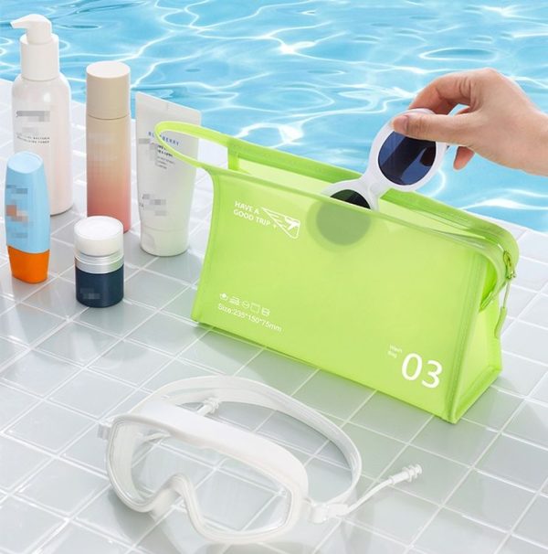 Portable Waterproof PVC Toiletry Bag Cosmetic Storage Bag Travel Clutch (Light Blue) - Image 7