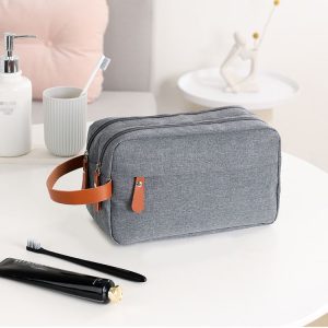 Men Double-layer Travel Toiletry Bag Travel Accessories Portable Moisture-proof Bag (Grey)