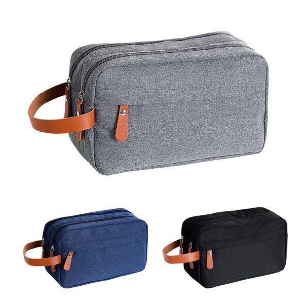 Men Double-layer Travel Toiletry Bag Travel Accessories Portable Moisture-proof Bag (Grey) - Image 2
