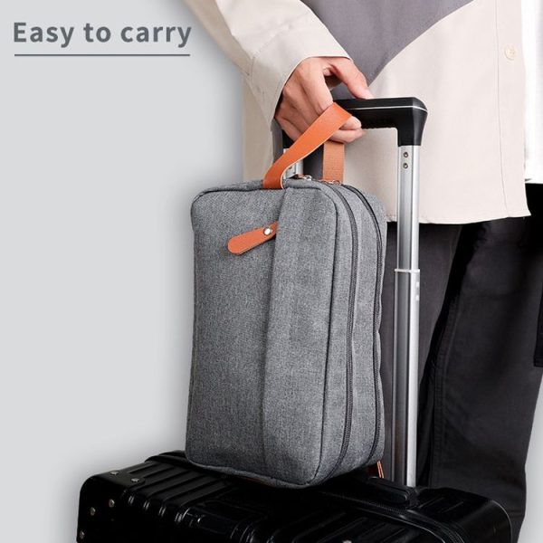 Men Double-layer Travel Toiletry Bag Travel Accessories Portable Moisture-proof Bag (Grey) - Image 6