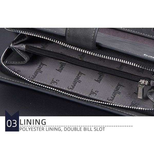Baellerry Matte Leather Multi-card Slot Men Clutch Bag Zip Buckle Vintage Wallet (Grey) - Image 8