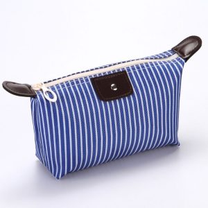 Striped Dumpling Cosmetic Bag Travel Folding Toiletry Bag (Blue)