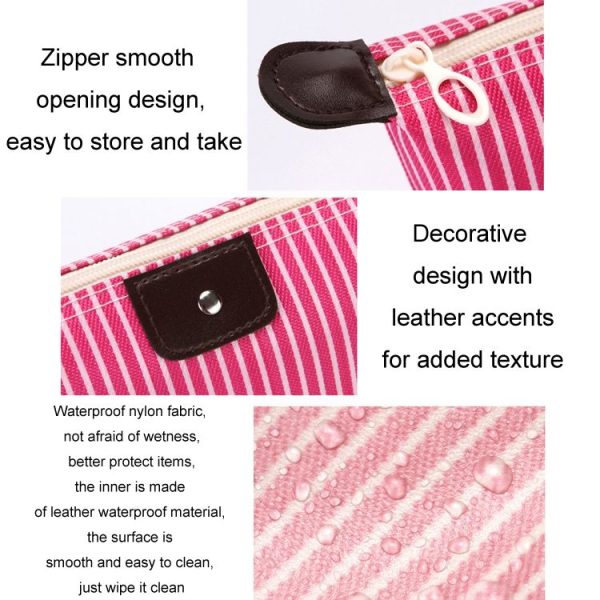Striped Dumpling Cosmetic Bag Travel Folding Toiletry Bag (Blue) - Image 5