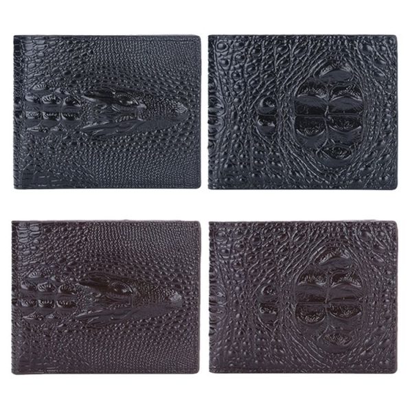 Baellerry Crocodile Print Men Short Wallet Vintage Multi-card Slot Coin Purse (Brown Head) - Image 3
