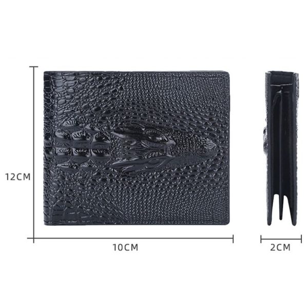 Baellerry Crocodile Print Men Short Wallet Vintage Multi-card Slot Coin Purse (Brown Head) - Image 4