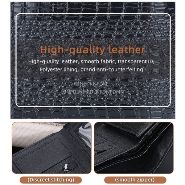 Baellerry Crocodile Print Men Short Wallet Vintage Multi-card Slot Coin Purse (Brown Head) - Image 6