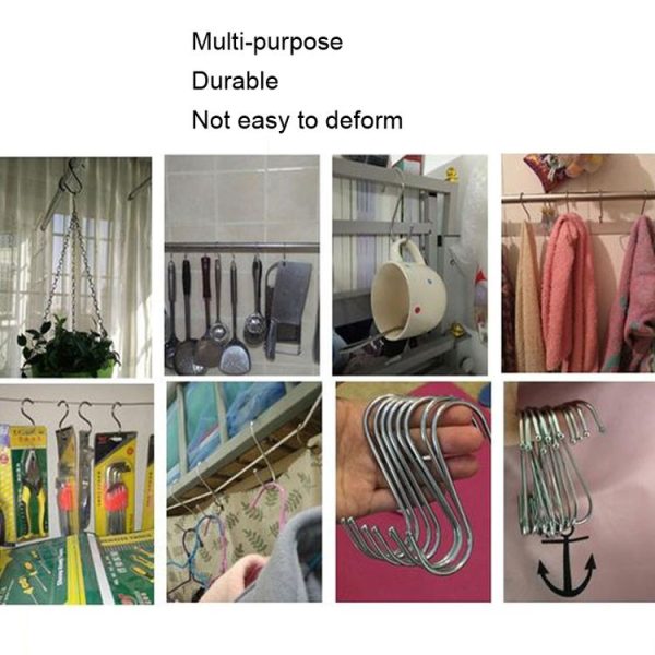 10pcs Large Multifunctional Stainless Steel Hooks Metal S-Shaped Hook - Image 7