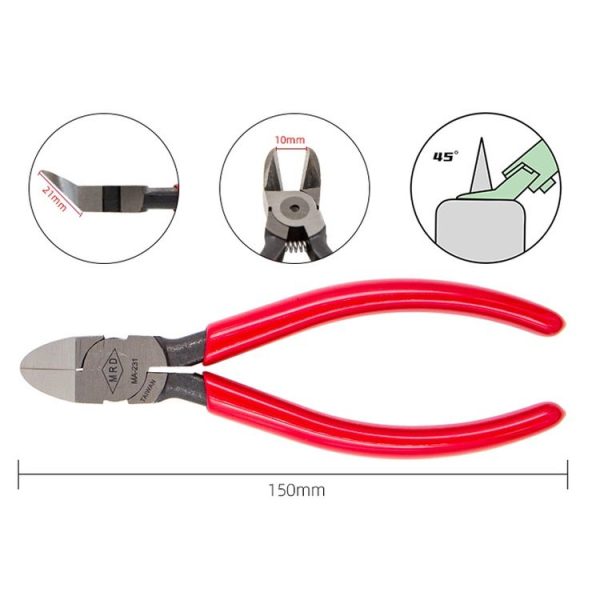 HSD MA-231 Oblique Angle 45 Degree Chrome Vanadium Steel Forging Plastic Model Plier - Image 2