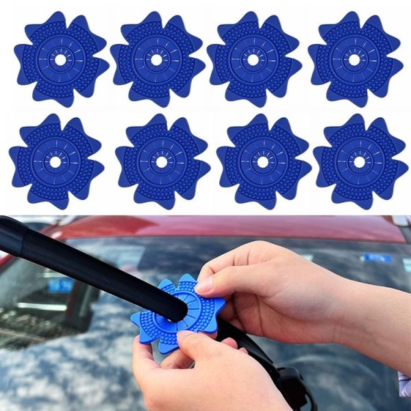 4sets Car Universal Wiper Hole Protective Cover PVC Dustproof Snowproof Wiper Pad (Blue Small Hole)