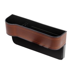 Car Seat Gap Interior PU Leather Storage Box Water Cup Holder (Principal Driver Brown)