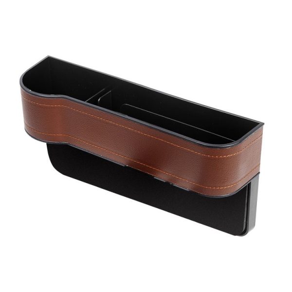 Car Seat Gap Interior PU Leather Storage Box Water Cup Holder (Principal Driver Brown)