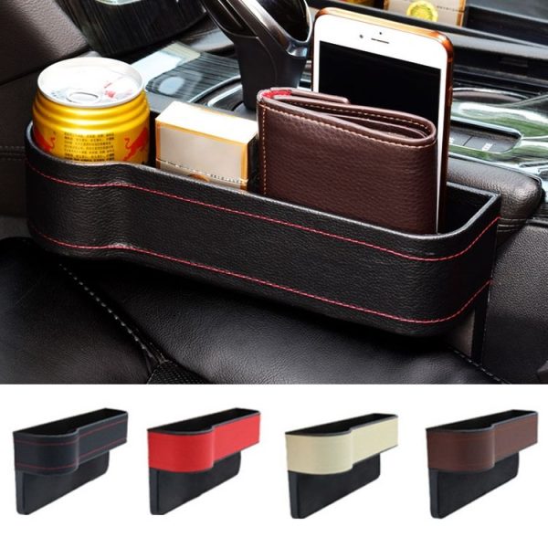 Car Seat Gap Interior PU Leather Storage Box Water Cup Holder (Principal Driver Brown) - Image 2