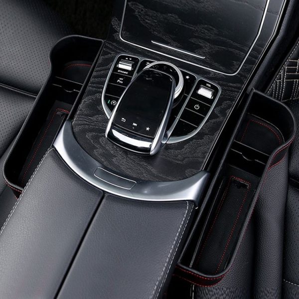 Car Seat Gap Interior PU Leather Storage Box Water Cup Holder (Principal Driver Brown) - Image 4