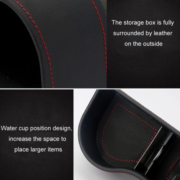 Car Seat Gap Interior PU Leather Storage Box Water Cup Holder (Principal Driver Brown) - Image 5