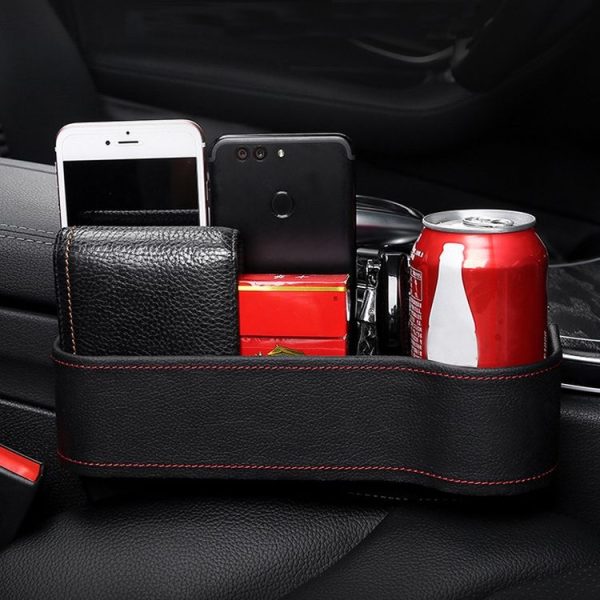 Car Seat Gap Interior PU Leather Storage Box Water Cup Holder (Principal Driver Brown) - Image 7