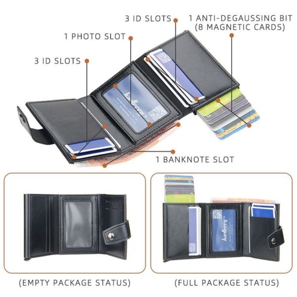 Baellerry RFID Anti-Theft Automatic Pop-Up Card Wallet Buckle Metal Aluminum Shell Card Holder (Yellow Brown) - Image 5